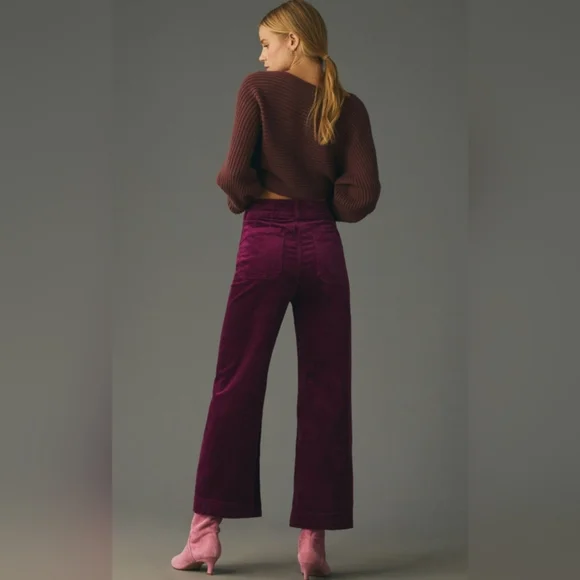 Anthropologie Burgundy Wide Leg Pants - Picture 2 of 16